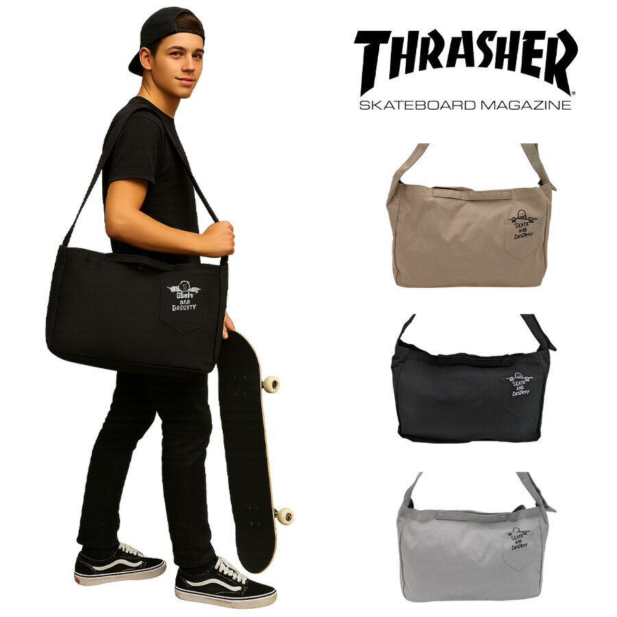 Rakuten - THRASHER thr274 ハンプショルダーバッグ 斜め掛け 斜め掛けバッグ 通勤 通学 かばん 普段使い ユニセックス メンズ レディース プレゼント ギフト ブラック