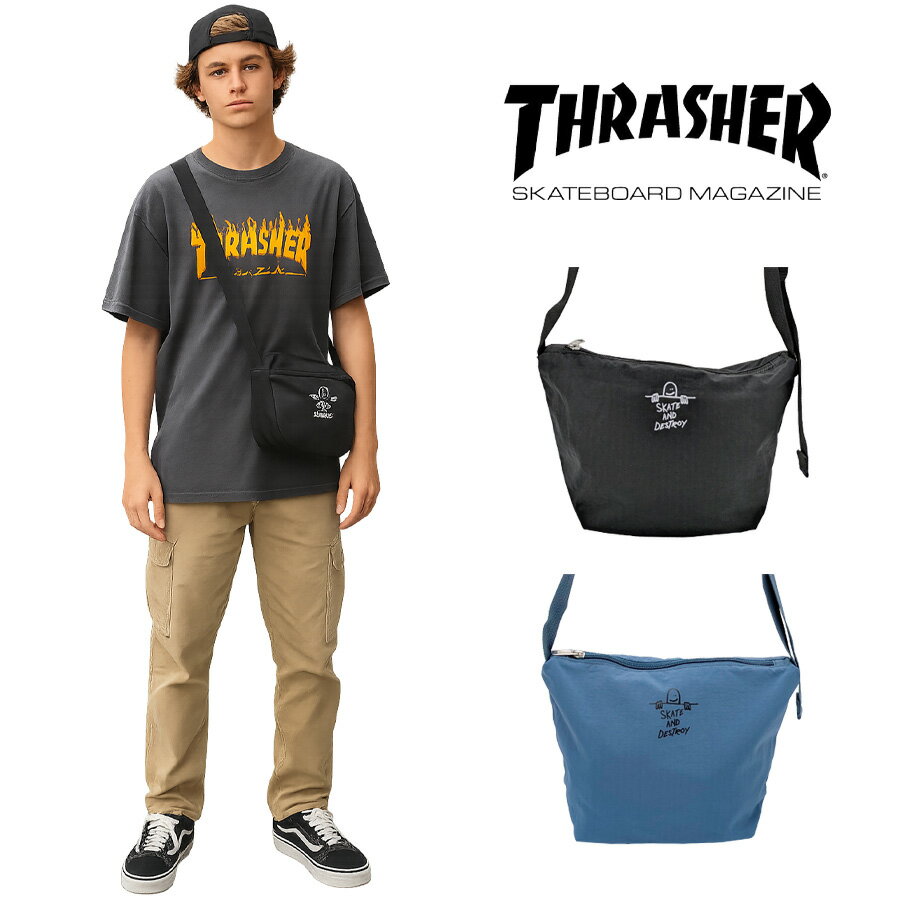 Rakuten - THRASHER thr308 ショルダーバッグS 斜め掛け 斜め掛けバッグ 小さめ コンパクト かばん 普段使い ユニセックス レディース メンズ プレゼント ギフト ブラック