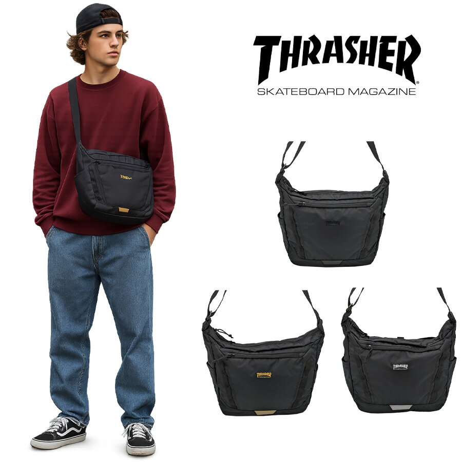 Rakuten - THRASHER thr314 ショルダーバッグ 斜め掛け 斜め掛けバッグ 大容量 軽量 撥水 かばん 普段使い ユニセックス レディース メンズ プレゼント ギフト ブラック