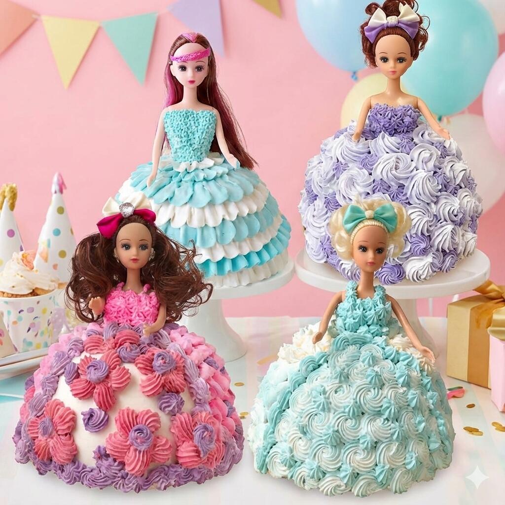 選べるドレスデザイン プリンセスドールケーキ（6号ホール）― フリル／フラワー／ロゼット／グラデーション ―誕生日・記念日向け 手作..