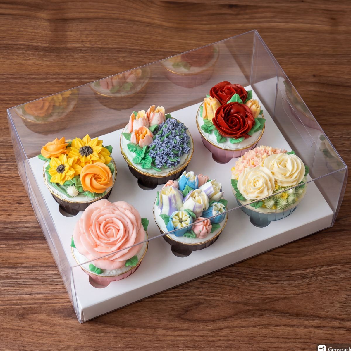 Rakuten - カップケーキ　マフィン 花A 6種類　花デザイン スイーツ お菓子 洋菓子 ギフト プレゼント 母の日 バレンタイン クリスマス 敬老の日 お礼 冷凍
