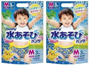 【2点セット】ユニチャーム ムーニー水あそびパンツ・ブルー M 6～12kg 3枚入り ピカチュウ [ポケモン スイミングパンツ ベビー スイミンググッズ プール 海 夏水遊びパンツ 水遊びおむつ ユニ…