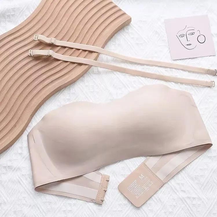 2枚セット ストラップレスブラ 肩紐なし チューブトップ ブラジャー ブライダルインナー ずれない 落ちない 盛れる ノンワイヤー ストラップレス ブラ セクシー 補正下着 下着 アンダー レディース 涼しい 着痩せ 結婚式 シームレス 肩だし 育乳 おしゃれ ドレス 送料無料 tasu1shop-10010394 タスイチショップ サンプル画像3