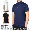 2枚セット ハイネック カットソー メンズ 半袖 Tシャツ 無地tシャツ 夏 ハイネックtシャツ ティーシャツ 半袖 トップス 無地 ゴルフウェア カジュアル ...