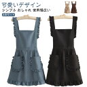 2点セット エプロン フリル カフェ エプロン ワンピース風 ダブルポケット メイド風 お洒落 耐摩擦性 可愛い エプロン 無地 ポケット付き メイド喫茶 韓国風 イベント 学園祭 キッチン 台所 カフェ用 料理教室 主婦 ネイルさん コスプレ メイド