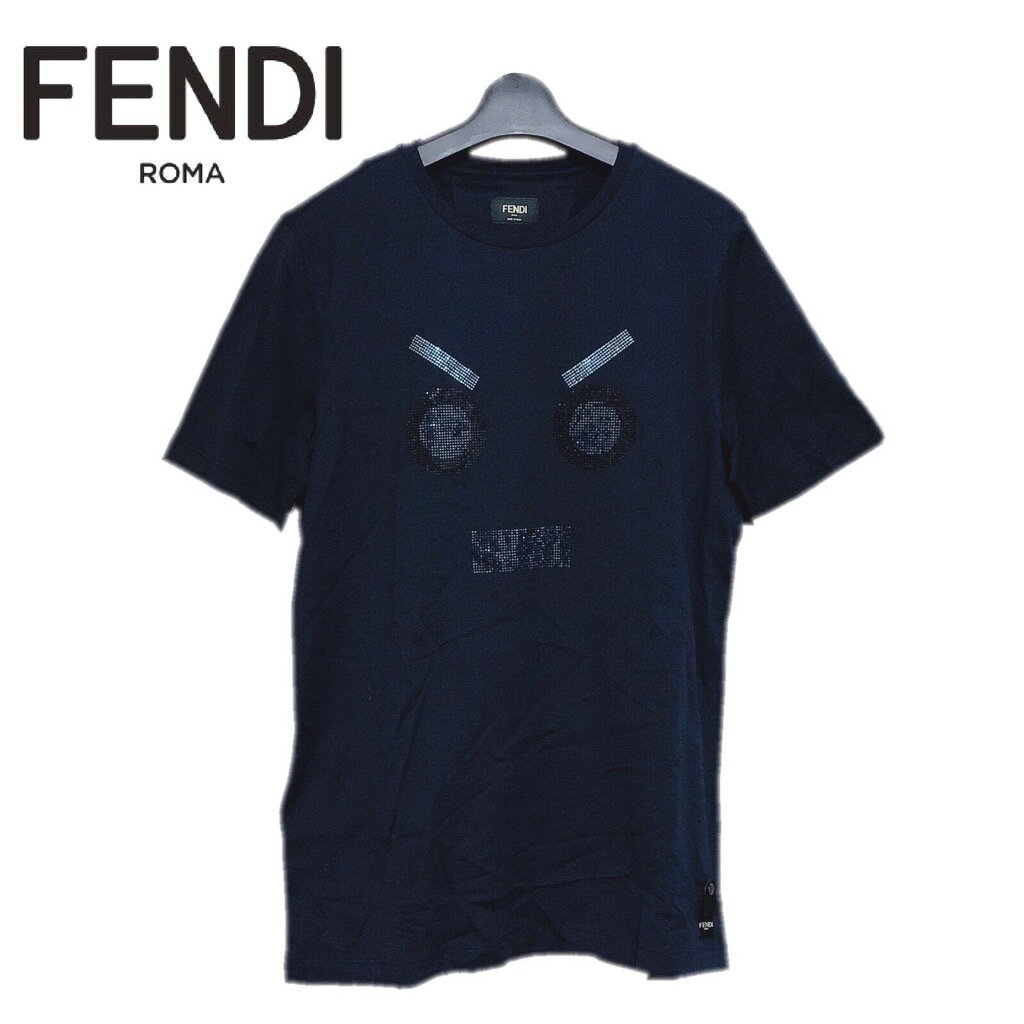 【新品】確実正規品 FENDI フェンディ No Words Tシャツ シャツ 半袖 ネイビー 紺 メンズ