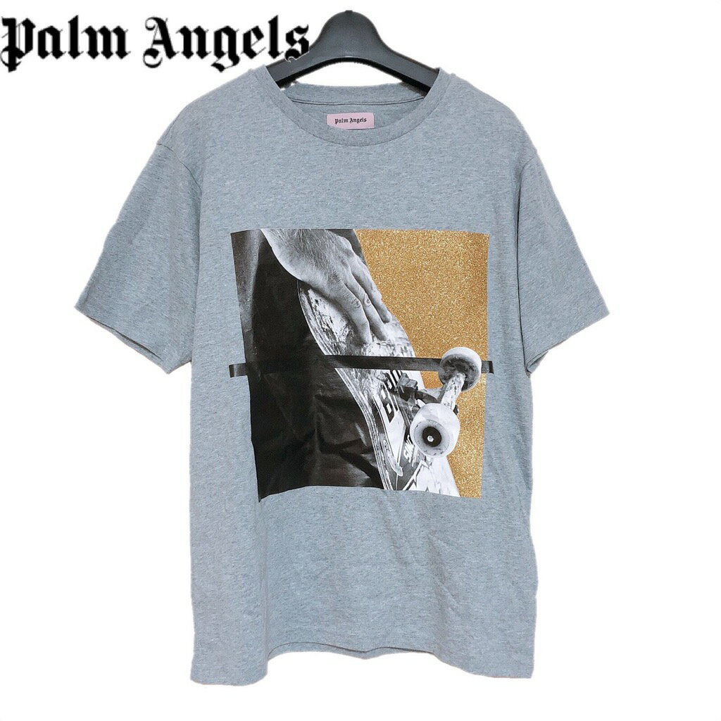 【新品】確実正規品 Palm Angels パームエンジェルス グリッター Tシャツ 半袖 グレー 灰 メンズ S