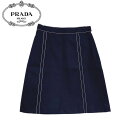 プラダ 【新品】確実正規品 PRADA プラダ 膝丈 スカート デニム ネイビー　ブルー 紺 青 レディース TG38 Sサイズ