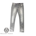 【新品】確実正規品 PHILIPP PLEIN フィリッププレイン ライトグレー ジーンズ slimfit RockDIAMOND メンズ 30 M
