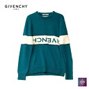 【極美品】 GIVENCHY ジバンシー ジバンシィ ニット コントラストバンド セーター トップス トレーナー ブランドロゴ クルーネック BM9063401M メンズ グリーン 緑 XS 中古