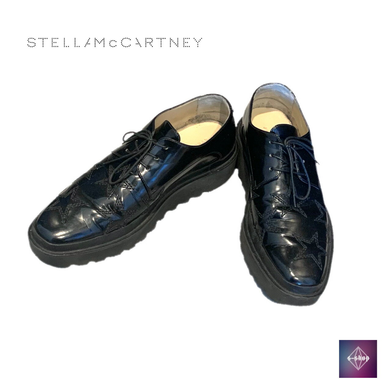 【美品】STELLA McCARTNEY ステラマッカートニー ローファー シューズ 484245 ブラック 黒 メンズ サイズ40 25cm 中古