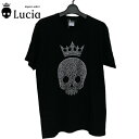 【新品未使用】 Lucia ルチア original brand スワロフスキー Tシャツ トップス 半袖 ブラック 黒 男女兼用 レディース メンズ