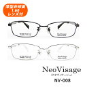 HOYA薄型非球面1.60レンズ付 Neo Visage（ネオヴィサージュ）NV-008 2色 55サイズ 日本製 スクエア型 メガネセット