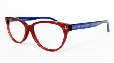 送料無料!薄型非球面レンズ付★【Vivienne Westwood(ヴィヴィアンウエストウッド)VW-7047 Col.RL(レッドラメ/ブルー)】デザインコレクションメガネセット(伊達メガネ・近視・乱視・老眼・遠視)