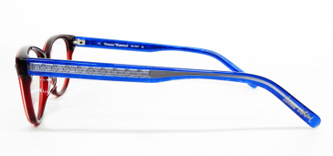 送料無料!薄型非球面レンズ付★【Vivienne Westwood(ヴィヴィアンウエストウッド)VW-7047 Col.RL(レッドラメ/ブルー)】デザインコレクションメガネセット(伊達メガネ・近視・乱視・老眼・遠視)