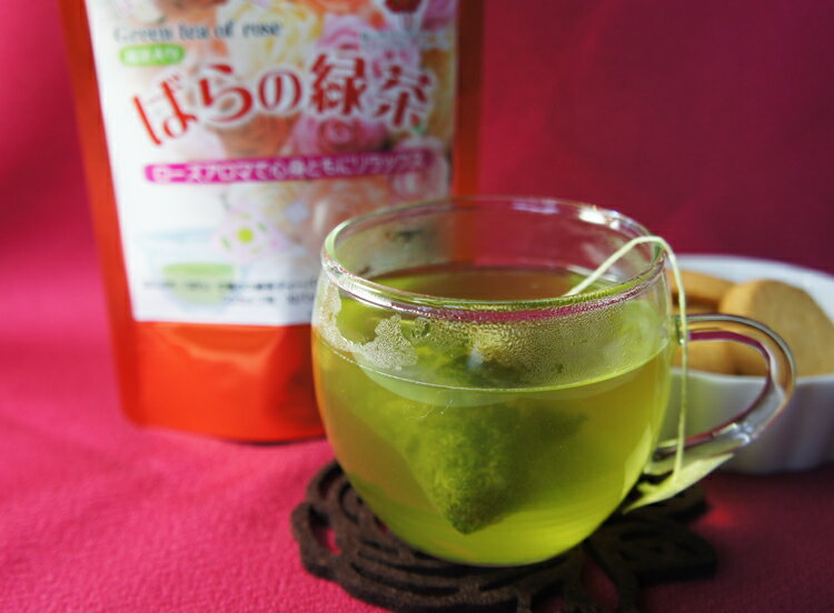 ばらの緑茶10p ふんわり香るバラの花びら入り緑茶ティーバッグ (2gひも付×10パック）