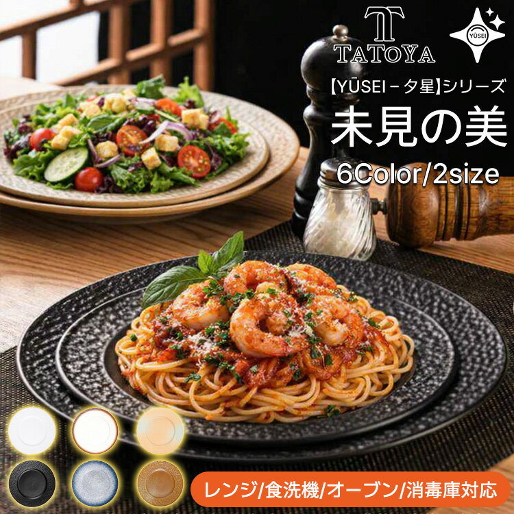 Rakuten - 【Yūsei - 夕星 波紋シリーズ/23cm～27cm/6カラー/ギフト対応】お皿 皿 プレート 丼 カレー パスタ 和風 北欧 セット 2セット 高級 ボウル 深い 耐熱 おしゃれ かわいい 可愛い 黒 白 シンプル 一人暮らし ペア 食洗機対応 オーブン対応 電子レンジ対応 小皿 大皿 TATOYA