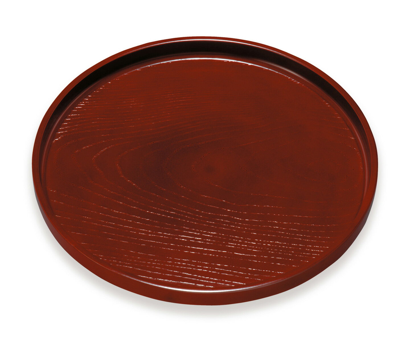 町宗工芸 丸盆 11.0 ケヤキ杢 紅溜 滑り止め付 紀州のぬりもの 紀州漆器 日本製 配膳用品・キッチンファブリック キッチン用品・食器・調理器具 お盆の産地として有名な紀州。 お盆・トレー おしゃれ トレイ 伝統の技術で育まれた逸品は、使い込む程に愛着が湧いてきます。
