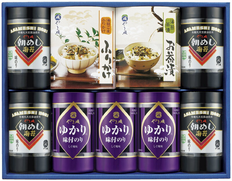 フード 海苔 やま磯 〈味ぐるめ〉バラエティ詰合せ おしゃれ 食品 海苔 味付けのり のり茶漬 ふりかけ 卓上 乾物 進物用 ギフト 手土産 有機丸大豆醤油使用 天然素材 やま磯 代引不可 限定 セット・詰め合わせ もらう方が嬉しい、使い勝手のいい進物商品。 おすすめ 人気