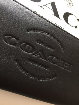 【日本在庫・即発送】 COACH　コーチ F24648　メンズ長財布　COACH レザー アコーディオンジップ　ロゴ入り　ブラック　黒