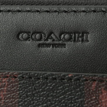 【日本在庫・即発送】 コーチ coach メンズ長財布　チェッカープリント　長財布　黒に茶系の柄　F22542