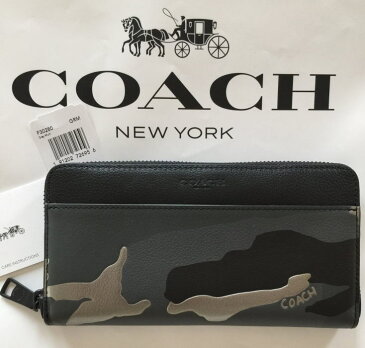 【日本在庫・即発送】 COACH コーチ メンズ長財布　　メタリックカモフラージュ　シルバー 迷彩 F30280