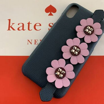 ケイトスペード　Kate spade　iPhoneケース　XR　グラフィック ハンド ストラップ スタンド iphone cases XR ネイビー　8aru6310【日本在庫・即発送】