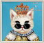 オイルペイントアート ブルーキング（Mサイズ）ネコ ねこ 猫 絵　額 絵画 アート 手書き 油絵御祝　結婚祝い　記念品　ギフト　プレゼント　贈答品　開店祝い　新築祝い　贈り物　インテリア