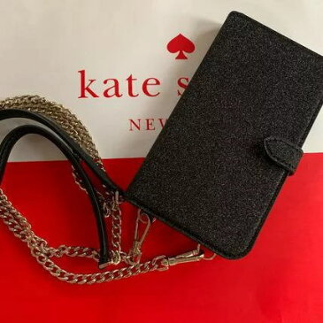 ケイトスペード Kate spade　iPhone12mini　アイフォン ケース　クロスボディ　ショルダー　黒　ラメ　ブラック　K4849【即発送】