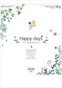 カレンダー 2026 壁掛 シンプル 見やすい Happy days 幸運を運ぶてんとう虫 花 壁掛けカレンダー シンプルカレンダー 令和8年