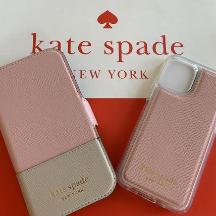 ケイトスペード アイフォン12ミニ　Kate spade　iPhone 12MINI　手帳型と単品使用　バイカラーiPhone 12 MINI ピンク／ベージュ　可愛いピンクのiPhoneケース　人気　シンプル　8ar00230 【即発送】