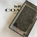 コーチ iPhone 13 Pro ケース coach　シグネーチャ柄　チャコールグレー　黒系　手帳型　アイフォーンケース　13 プロ　2way使用　☆【即発送】