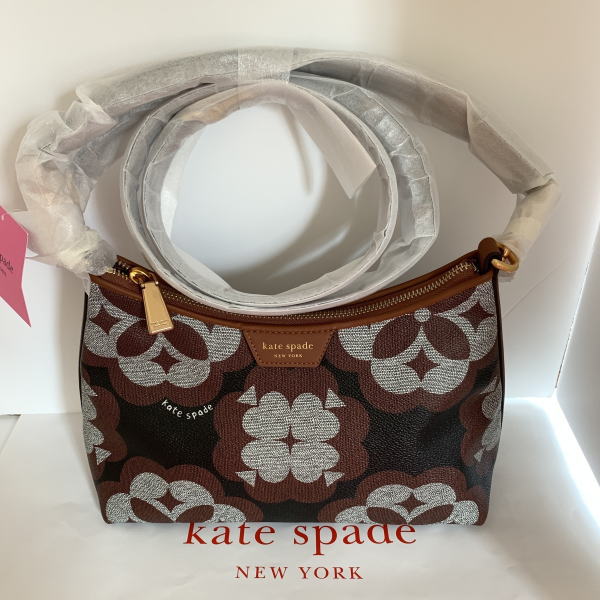 ケイトスペード 　バッグ　Kate spade　オーバーサイズ スペード フラワー モノグラム コーテッド キャンバス リース スモール コンバーチブル ショルダー バッグ