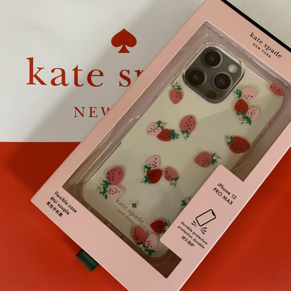 ケイトスペード Kate spade　cases strawberry with gems- 12 promax アイフォン ケース ストロベリー ウィズ ジェムズ iPhone12promax イチゴ　苺　いちご　クリア 　 【即発送】