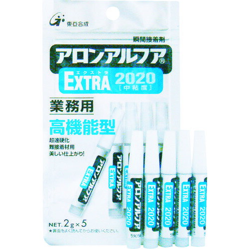 【特長】●超速硬化タイプです。●すき間のある箇所に適します。●難接着素材用です。 【用途】●A-PET、EPDM、FRP、ポリアセタールなどの難接着材料の接着。●多孔質材（木材皮革）の接着。 【仕様】●色:透明●容量(g):2 【備考】●固着時間（23℃）:1秒●中粘度型●チャック付アルミ袋入●耐熱温度:100℃●硬化時間（常温時）:1秒（ポリ塩化ビニール）●使用温度範囲:-40〜100℃ 【材質／仕上】●主成分:シアノアクリレート系 【JANコード】4960202142006 【生産国】日本 【質量】24.1G 【ブランド】アロン　　　　　　 【メーカー】東亜合成（株）