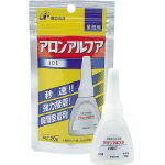 【特長】●扁平容器によりコンパクトで塗布しやすくなりました。●保存性の良いチャック付アルミパックです。 【用途】●金属の接着（特に鉄、銅、ステンレス）。 【仕様】●色:透明●容量(g):20 【備考】●固着時間（23℃）:5秒●低粘度型●1本アルミ袋入●使用温度範囲:-40〜100℃ 【材質／仕上】●主成分:シアノアクリレート系 【JANコード】4960202124903 【生産国】日本 【質量】34.0G 【ブランド】アロン　　　　　　 【メーカー】東亜合成（株）