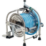 ハタヤ　ステンレス（SUS304） ホースリール 20m 耐圧ホース レバーノズル付 SSA20P [106-5190] 【ホー..