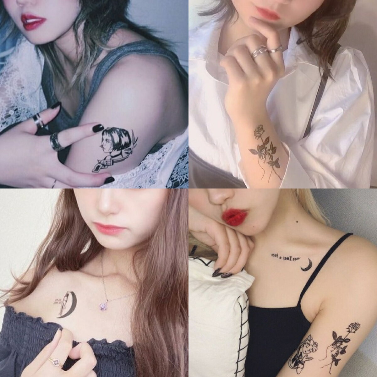 tuzuru タトゥーシール 30枚セット ステッカー 防水 ボディシール 韓国 シリーズ tatoo 文字 英字 LOVE ハロウィン 送料無料 ポスト投函