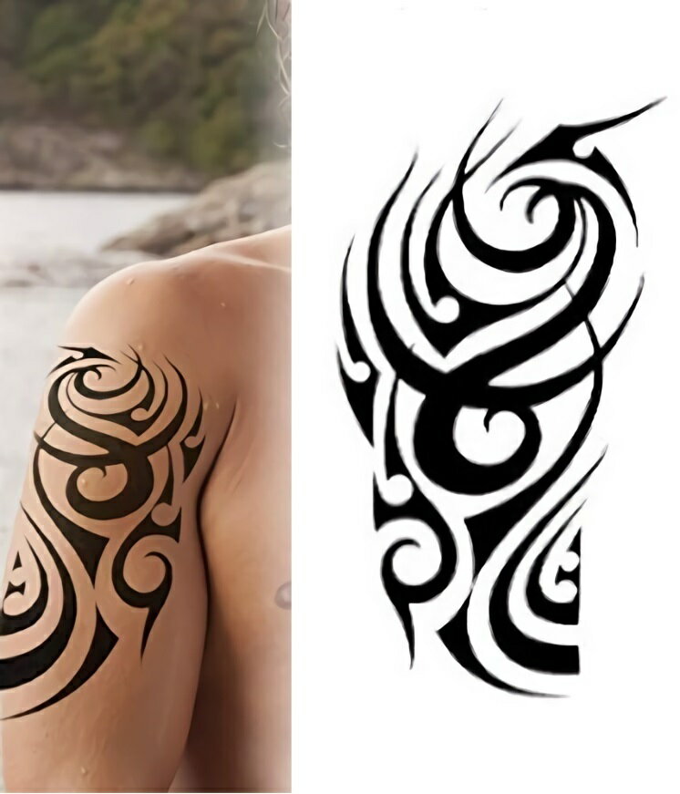 tuzuru タトゥーシール ステッカー ボディペイント 防水 トライバル 15×21cm 3枚セット おまけ付 送料無料 ポスト投函