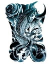 tuzuru タトゥーシール ステッカー ボディペイント 防水 鯉 12×19cm tatoo 刺青 腕 足 和柄 背中 3枚セット おまけ付 送料無料 ポスト投函 B-7･･･