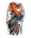 tuzuru タトゥーシール ステッカー ボディペイント 防水 鯉 カラー 12×19cm tatoo 刺青 腕 足 和柄 背中 3枚セット おまけ付 送料無料...