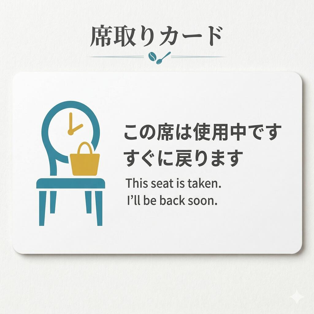 Rakuten - 席取りカード 席確保 席キープ この席は使用中です 場所取り 防犯 トラブル防止 カフェ ノマドワーカー コワーキングスペース 図書館 オフィス シンプル デザイン ピクトグラム 英語対応 インバウンド対策 卓上 サインプレート プレゼント ギフト C【送料無料】