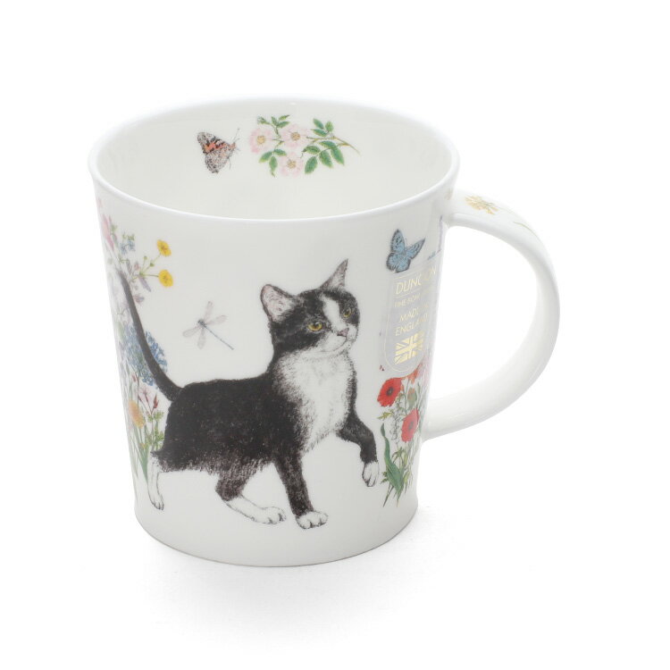 ダヌーン マグ LOMOND フラワーキャット 黒白猫 FLORAL CATS BLACK & WHITE Dunoon Mug 