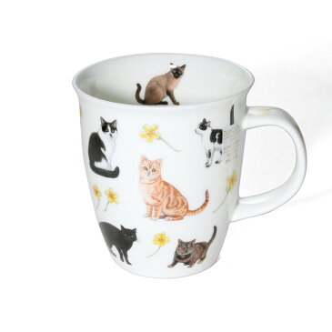 【2個以上購入でさらに30％OFF】ダヌーン マグ NEVIS 猫と花 イエロー Dunoon Mug 【正規販売代理店 マグカップ ギフト】【ラッキーシール対応】