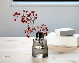 ホルムガード フローラ ベース 12cm ショート スモーク Holmegaard Flora vase 【花瓶 マウスブロウ（手吹き） 一輪挿し フラワーベース ギフト 結婚祝い プレゼント 贈り物】