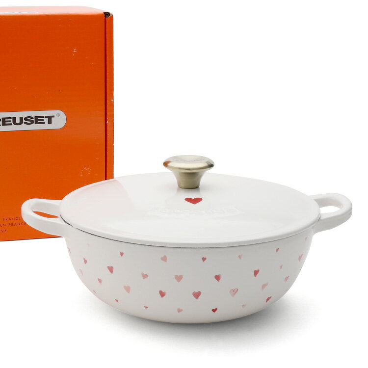 ルクルーゼ(ル・クルーゼ) 両手鍋 マルミット 21074 22cm ホワイト/ハート柄 (つまみゴールド) Le Creuset 【耐熱 ハート柄 鍋 お鍋 ギフト 結婚祝い プレゼント 贈り物】のサムネイル