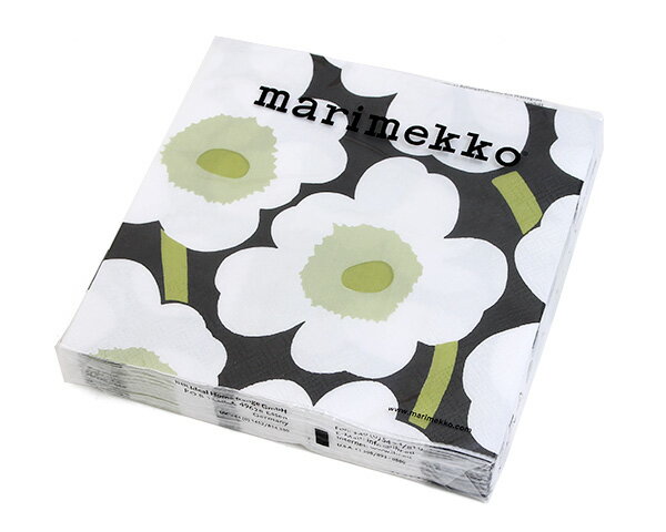 マリメッコ ペーパーナプキン ウニッコ ブラック/ホワイト 33x33cm 20枚入り 552607 marimekko UNIKKO 【紙ナプキン ギフト 結婚祝い プレゼント 贈り物】【Marimekko マリメッコ】【キッチン用品】【ギフト】