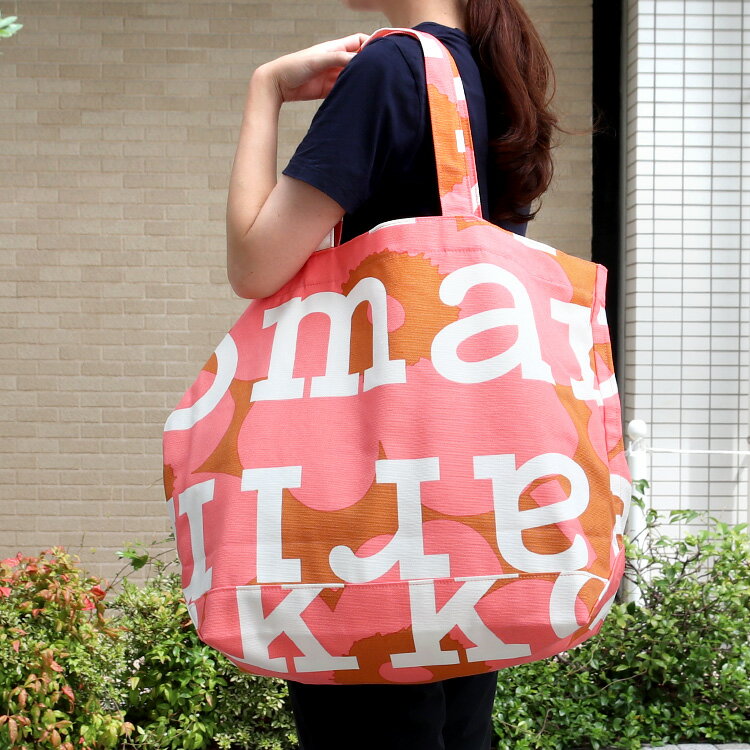 マリメッコ アーケラ ウニッコ ロゴ トートバッグ ブラウン/ピーチ/オフホワイト marimekko Ahkera Unikko Logo KIOSKI マザーズバッグ 大容量 お出かけ 【北欧 エコバッグ ファッション 結婚祝い プレゼント 贈り物 父の日】【Marimekko マリメッコ】