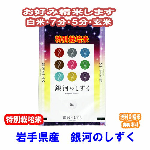 分つき米 玄米 7分づき 5分づき 特A 米 5kg銀河のしずく 特別栽培米 岩手県出荷日精米 送料無料 お米 令和5年産