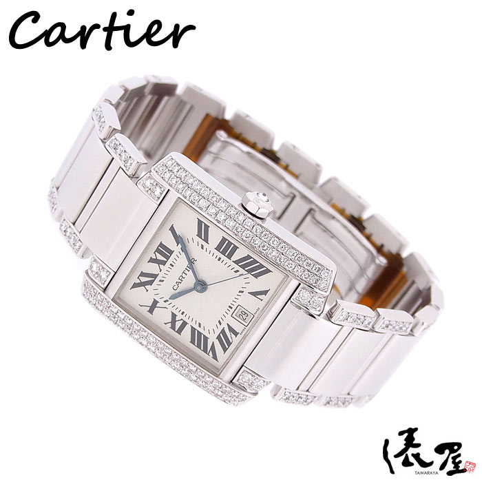 【K18WG】カルティエ タンクフランセーズLM ダイヤブレス【極美品】自動巻 メンズ 750 WG cartier 腕時計 時計